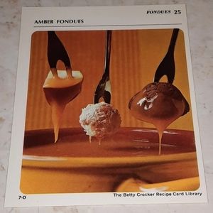 The Betty Crocker Recipe Card Library REPLACEMENT FONDUE CARD Vintage 1971
